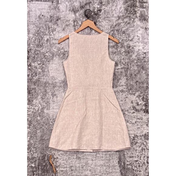 New Reformation Dress 0 Womens Linen Scoop Neck Sleeveless Button Front Mini - Picture 3 of 8